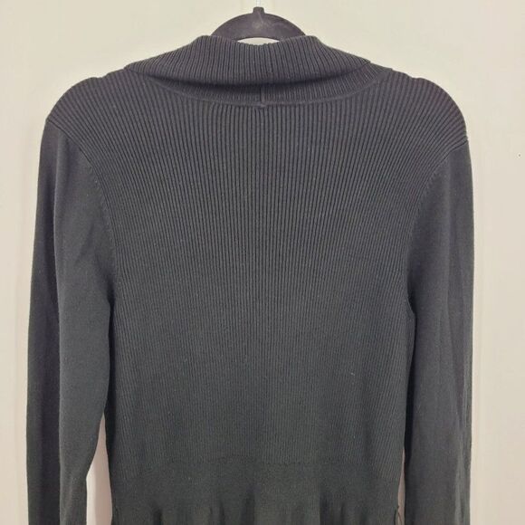 Vintage 90s WHBM Cowl Neck Long Sleeve Ribbed Knit Sweater Dress XL Black - Picture 9 of 10